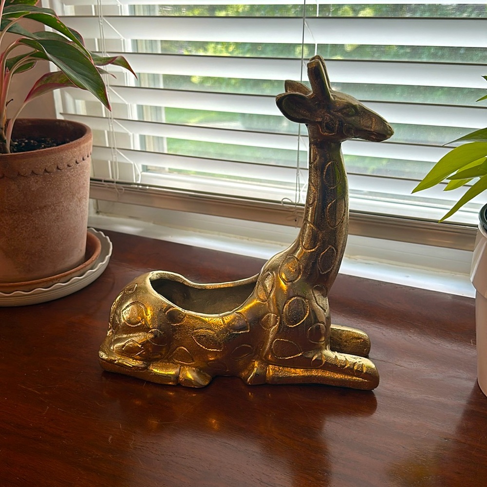 Heavy Brass Planter Giraffe Metal Succulent House Plant